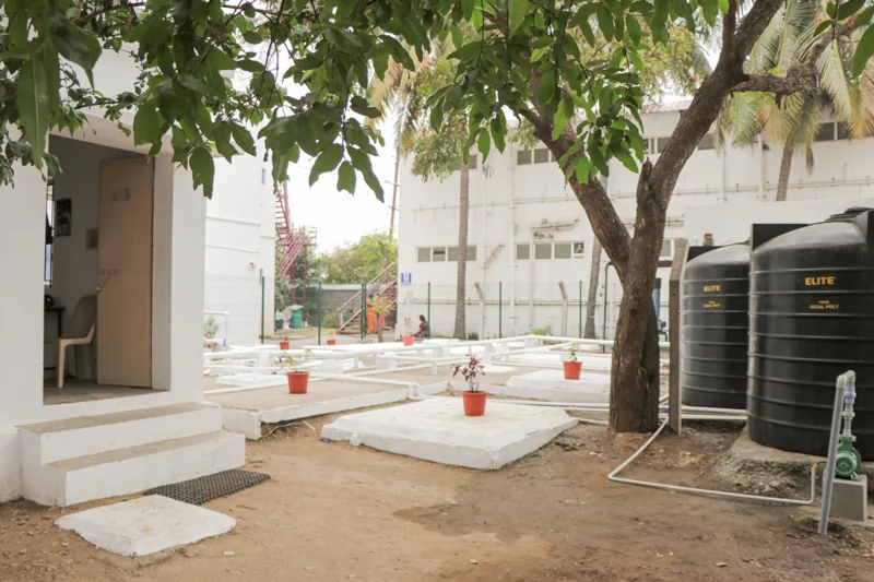 Sewage treatment tanks, interconnecting pipework and water storage tanks
